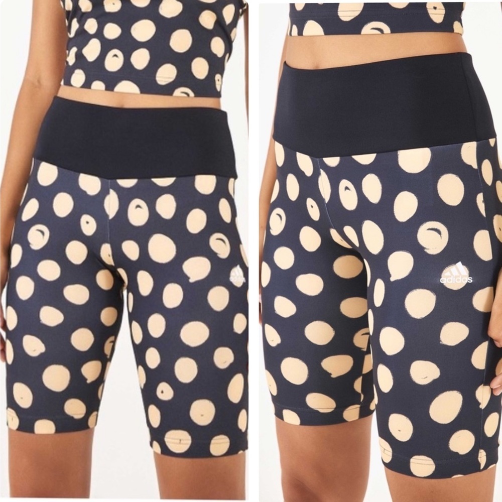 ADIDAS X FARM RIO PRINT BIKE SHORTS LEGEND INK ALMOST LIME HIGH RISE